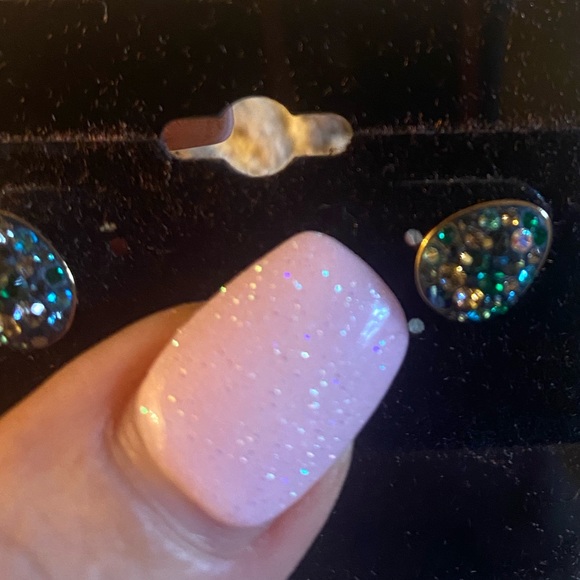 Swarovski multi color crystal studs/ pierced earrings in hold tone setting. 5” - Picture 4 of 5